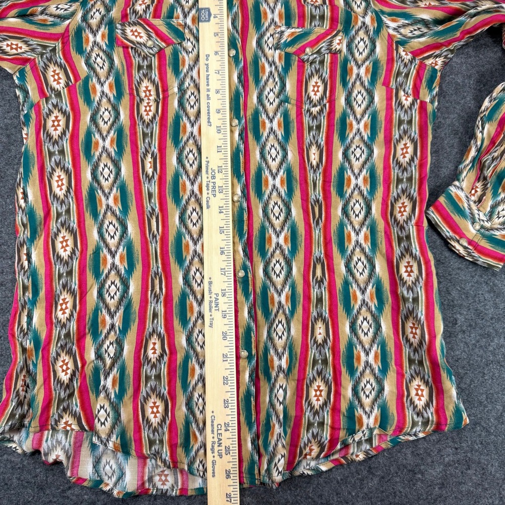 Wrangler Western Shirt Womens L Southwestern Aztec Print Long Sleeve Button Up - Picture 6 of 8